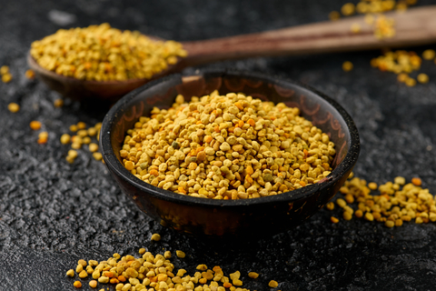 Bee Pollen in a Bowl Dark Background