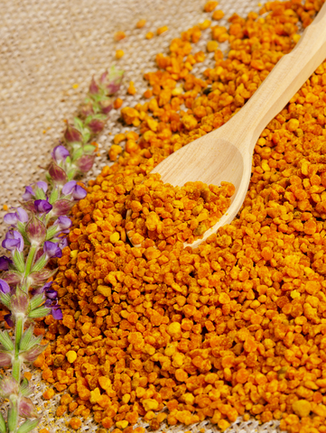 Bee Pollen next to Flowers